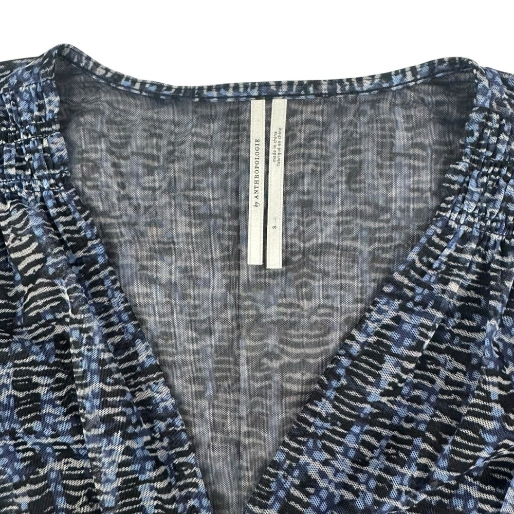 Women's By Anthropologie Gretchen Smocked V Neck Blouse, Size S, Blue - Picture 7 of 9